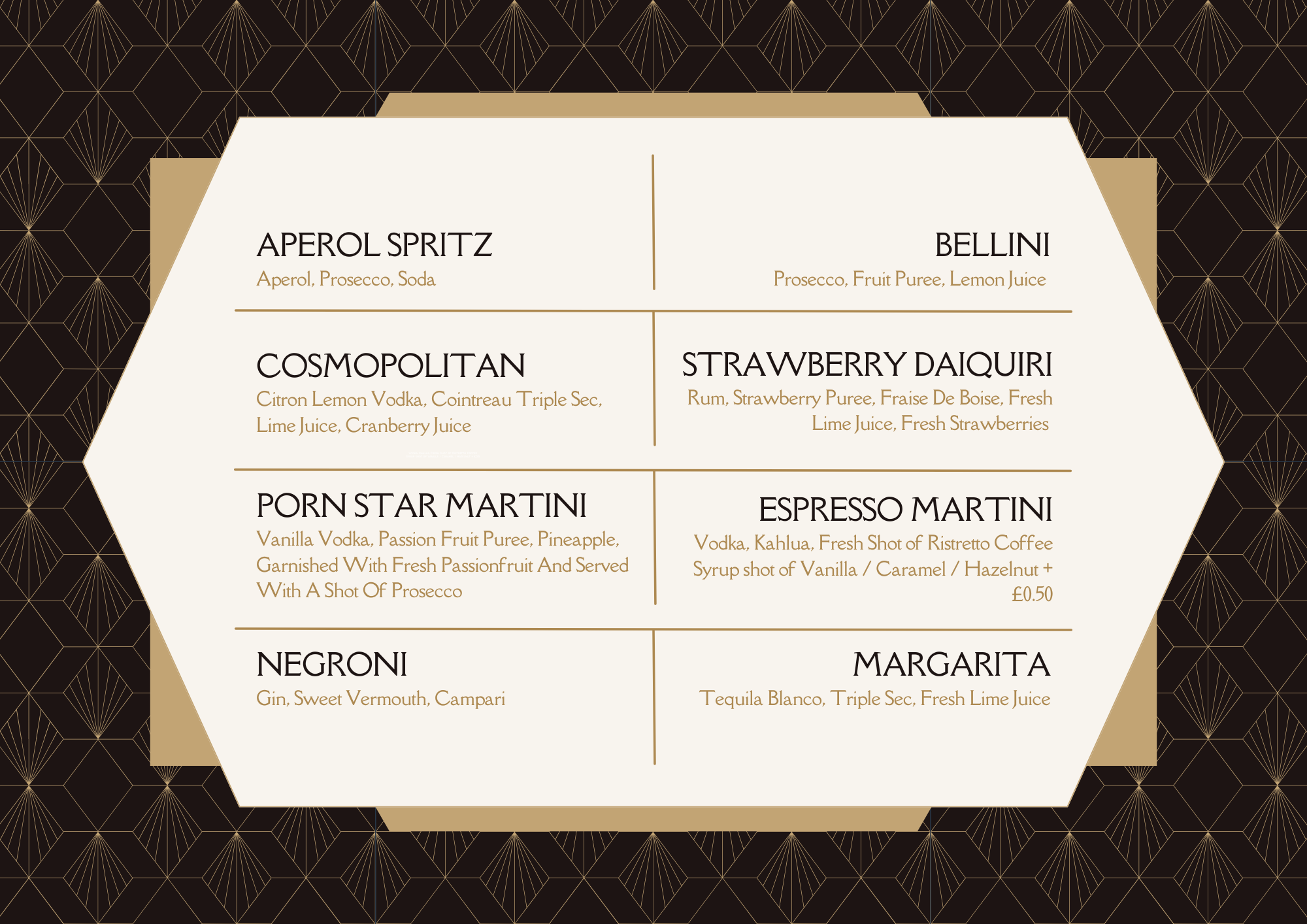 cocktail hour menu