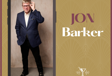 Promotional poster for Lincoln Jazz Café featuring Jon Barker; man in a navy blazer on a phone frame with 'Live Music' text.