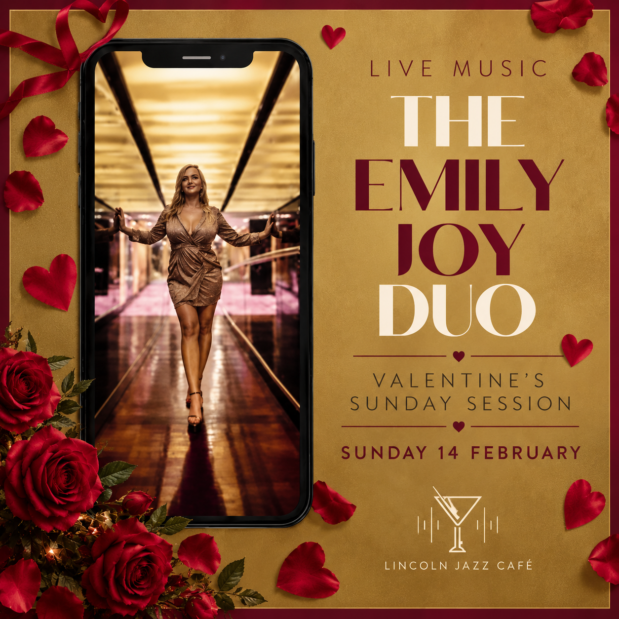 Emily Joy Jazz Duo Valentine’s jazz Lincoln – Sunday 14 February 2027