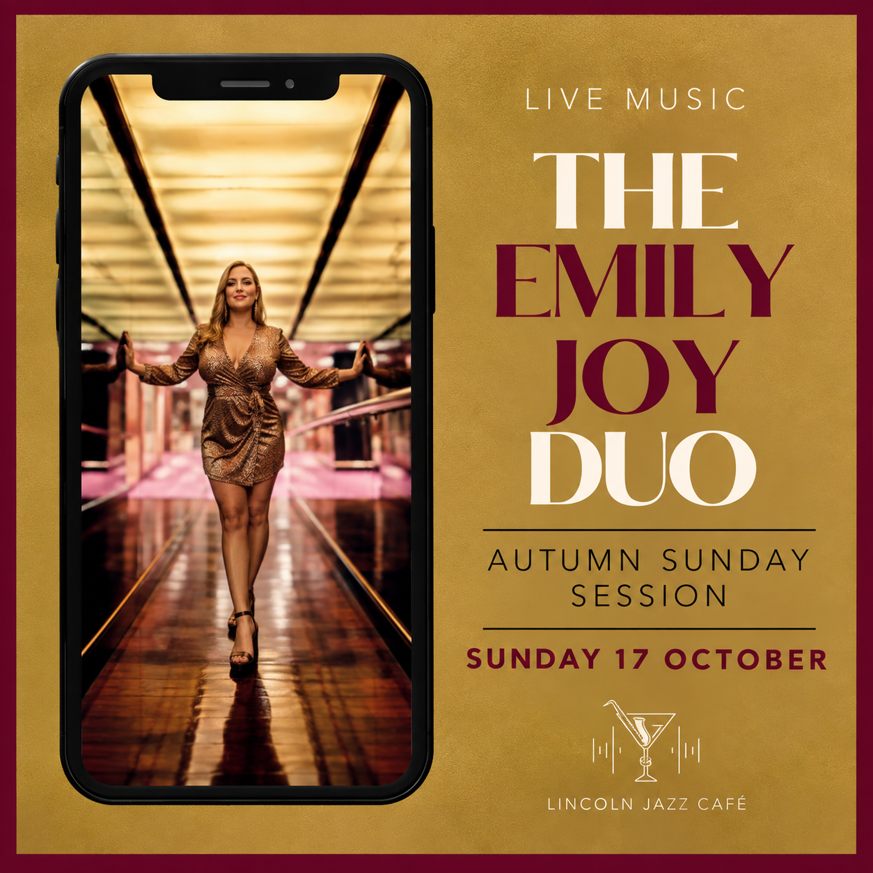 Emily Joy Jazz Duo jazz events Lincoln – Sunday 17 October 2027